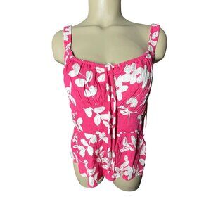 Pink & White Floral Tank Top By Urban Romantics Womens Size L 100% Rayon Lightwe